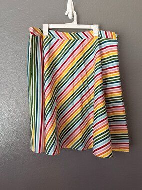 ModCloth x Collectif Rainbow Stripe A Line Skirt US 20 Retro Vintage Style